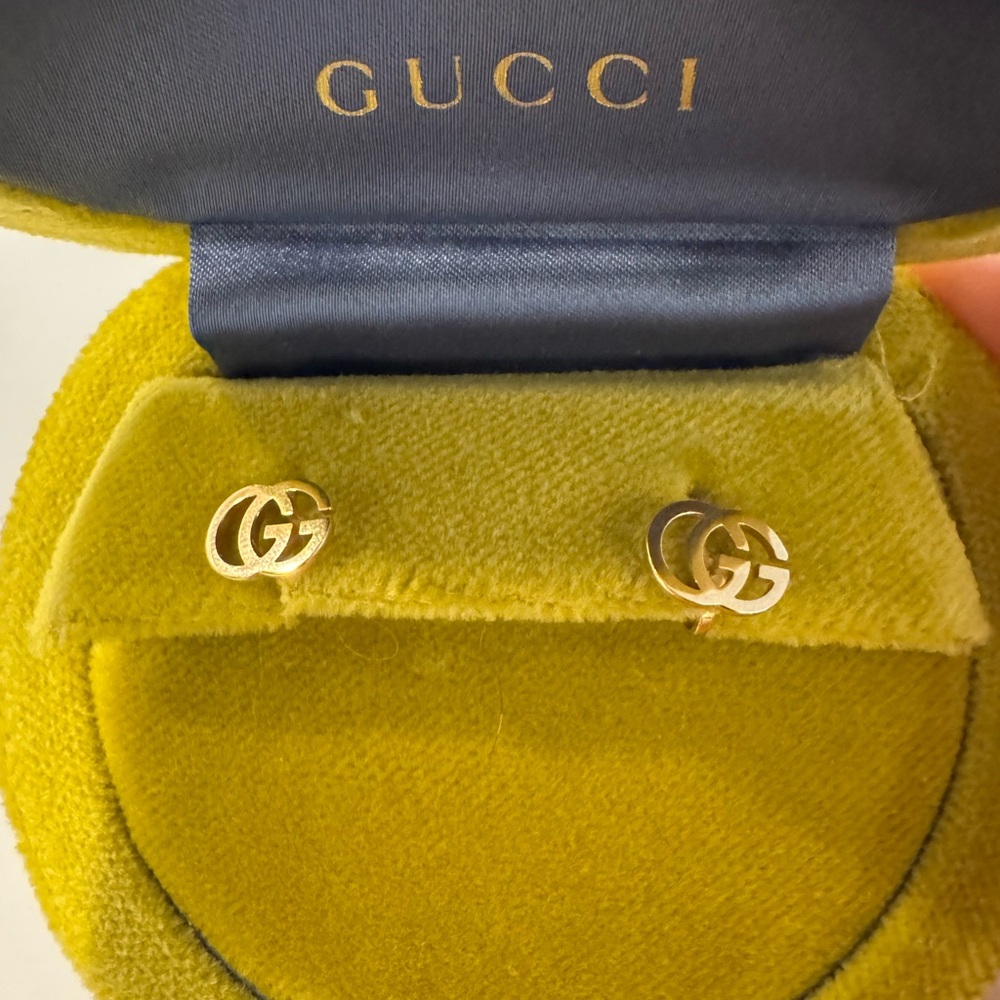 Gucci Gold Logo Stud Earrings